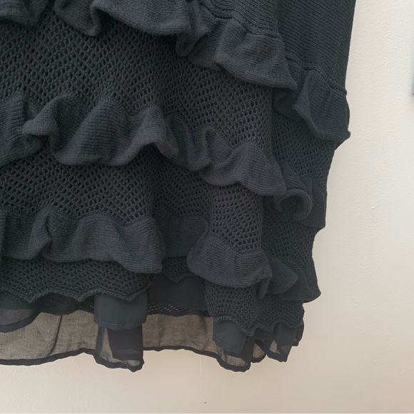 Twin-Set Simona Barbieri Size Small Dress Black Knit Wool Blend Ruffle Mini - Picture 6 of 14